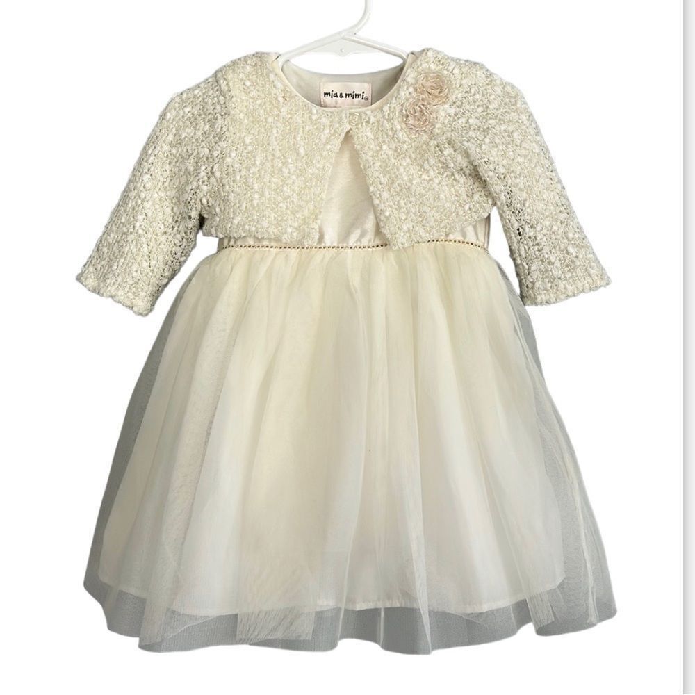 Mia & Mimi Boutique baby girl 18 month dressy formal dress creamy white